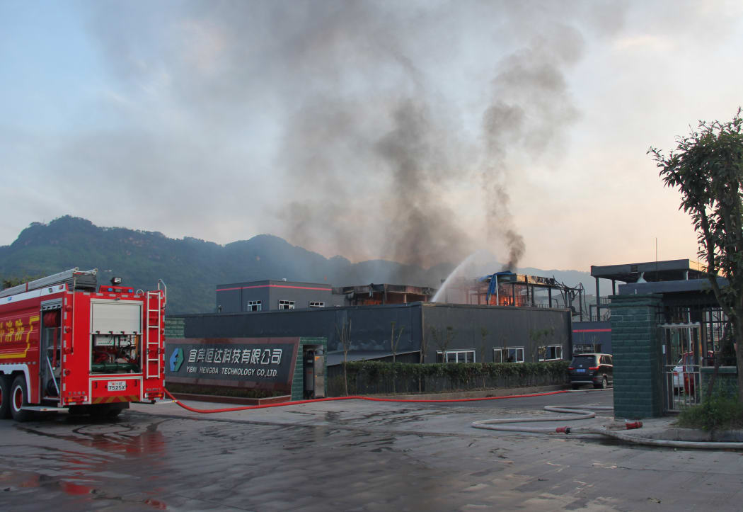 The blast site at a chemical plant Hengda in an industrial park in Jiang'an County of Yibin City, southwest China's Sichuan Province.