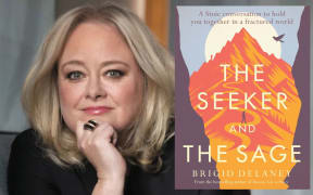 Brigid Delaney and the cover of her new book 'The Seeker and The Sage'