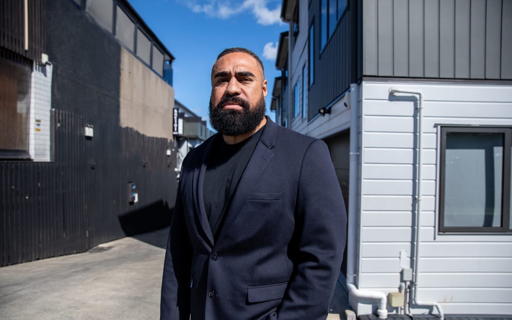 Charlton Property Management owner Fred Ofa outside a boarding house they manage in Auckland.