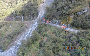 Contractors working on the slip.