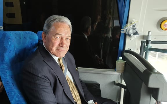 Winston Peters on board the New Zealand First campaign bus on Tuesday 13/10/2020.