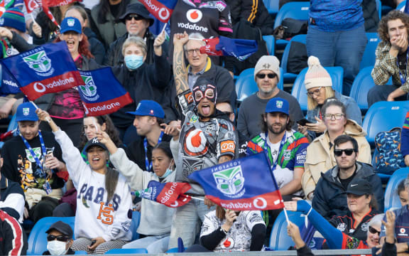 Warriors fans at the Warriors v Wests Tigers homecoming game at Mt Smart Stadium.