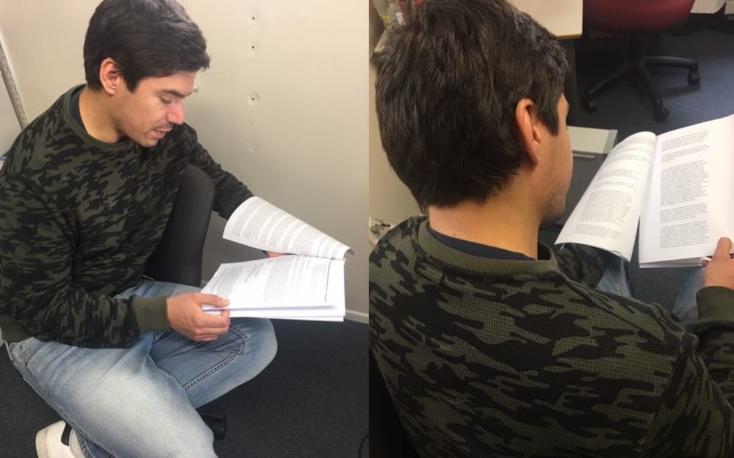 Māori language lecturer Vini Olsen-Reeder with some of the emails he has been sent.