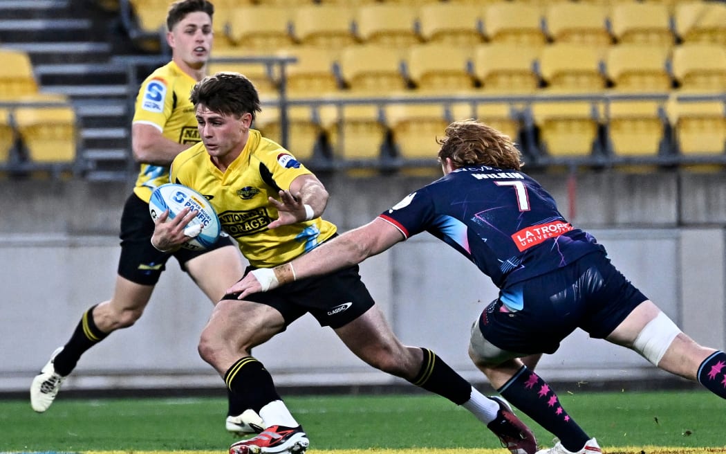 Harry Godfrey of the Hurricanes during the Rugby Pacific Quarter Final, 2024.