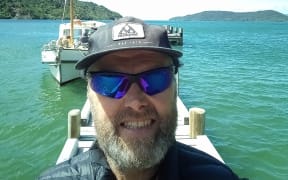 Bruce on the jetty at Ship's Cove, ready to start the South Island leg of Te Araroa.