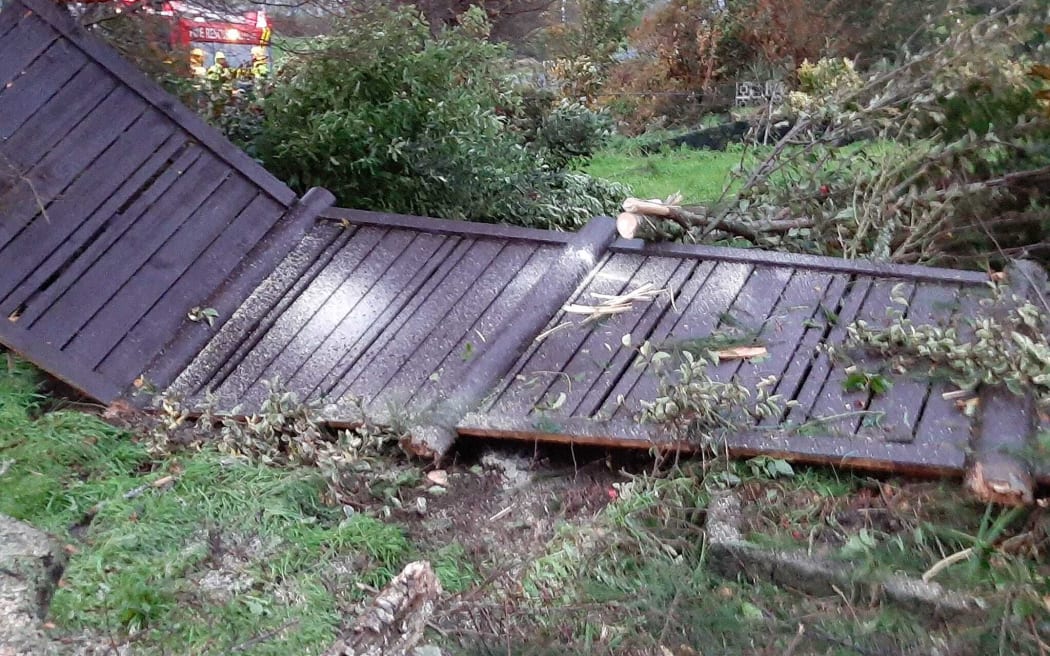 The tornado on 10 May 2023 damaged roofs on two houses in Awatuna, South Taranaki, toppled fences, snapped branches from trees and and tossed debris in the air.