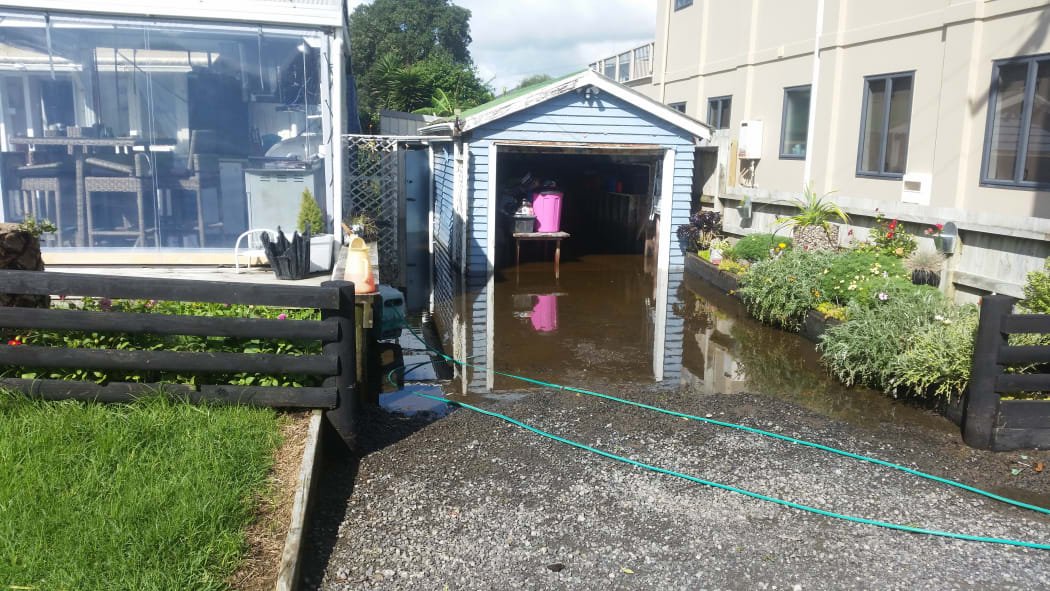 Flooding at a Waihi Beach property.