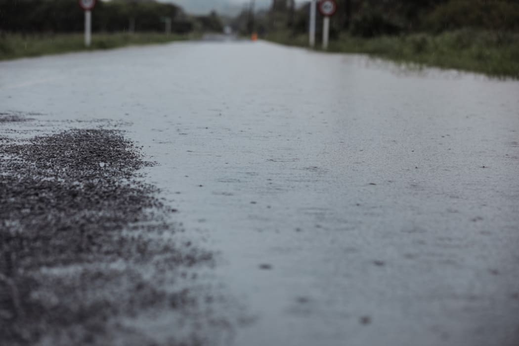Heavy rain has caused flooding in the Kāpiti Coast community of Te Horo on 7 December, 2021.
