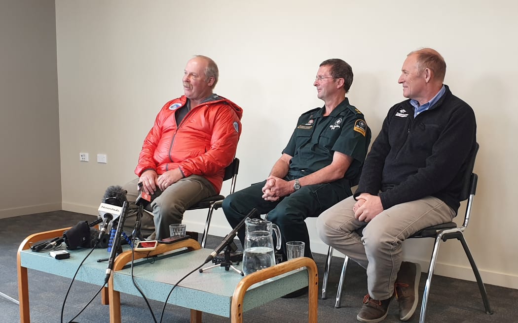 Helicopter crew members (from left) winch operator Lester Stevens, medic John Lambeth middle and pilot Andrew Hefford.
