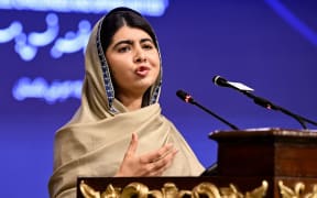 Nobel Peace Prize Laureate Malala Yousafzai speaks during an international summit on 'Girls’ Education in Muslim Communities', in Islamabad on January 12, 2025. Yousafzai, a Pakistani education activist urged Muslim leaders on January 12, not to "legitimise" the Afghan Taliban government and to "show true leadership" by opposing their curbs on women and girls' education. (Photo by Aamir QURESHI / AFP)