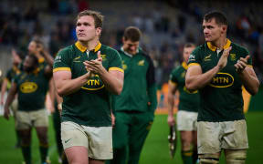 Jan-Hendrik Wessels of the Springboks (L).