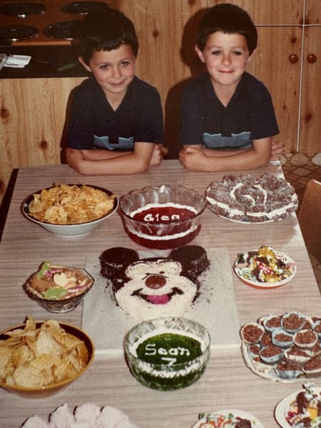 Glen and Sean Scanlon celebrating their seventh birthday on Christmas.