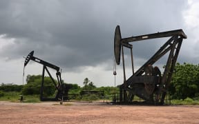 Oil pumps are pictured in Maracaibo, Zulia State, Venezuela, in July 2024.