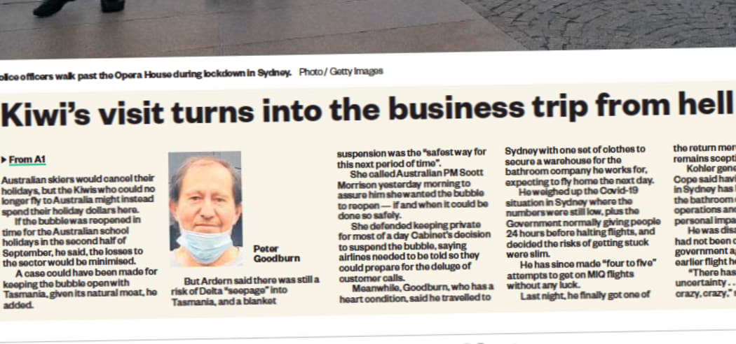 The "trip from hell" (trip to hell?) that led the Weekend Herald's front page