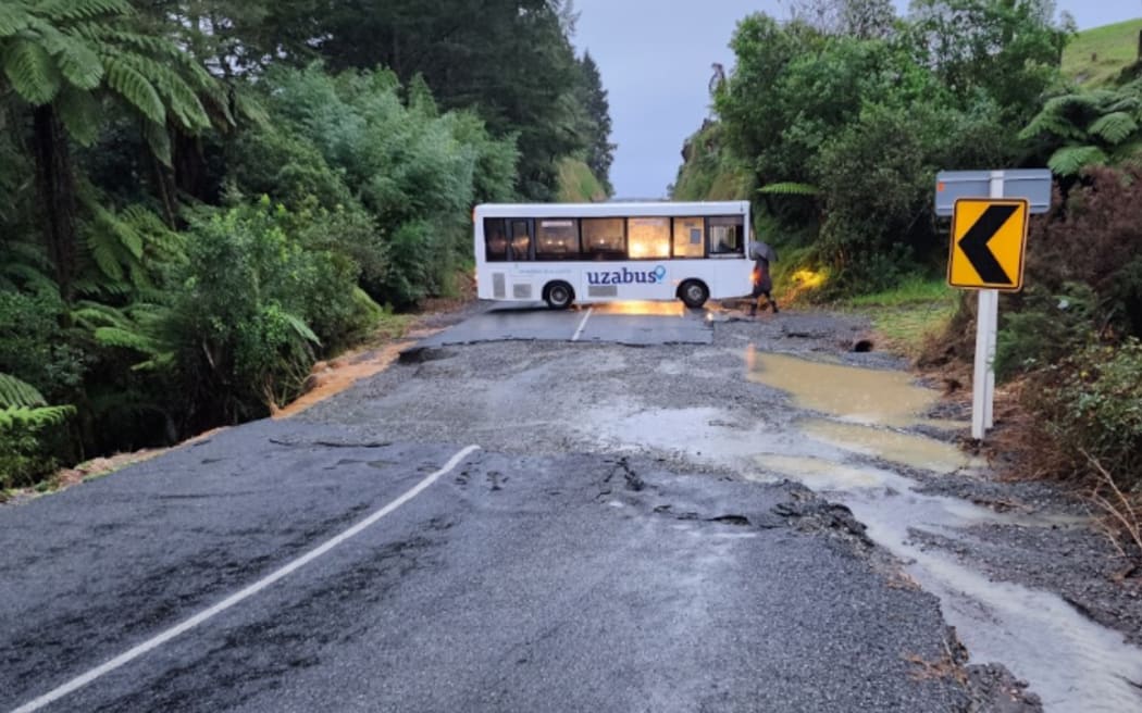 A washout  on Poripori Road, Bay of Plenty on 9 May, 2023.