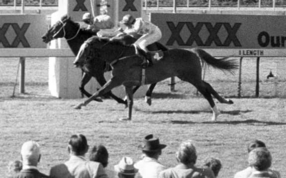 Fine Cotton (Bold Personality) wins the race in 1984.
