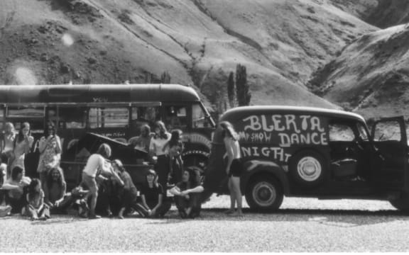 The BLERTA bus and entourage on the West coast of the South Island during the summer of 1971-1972