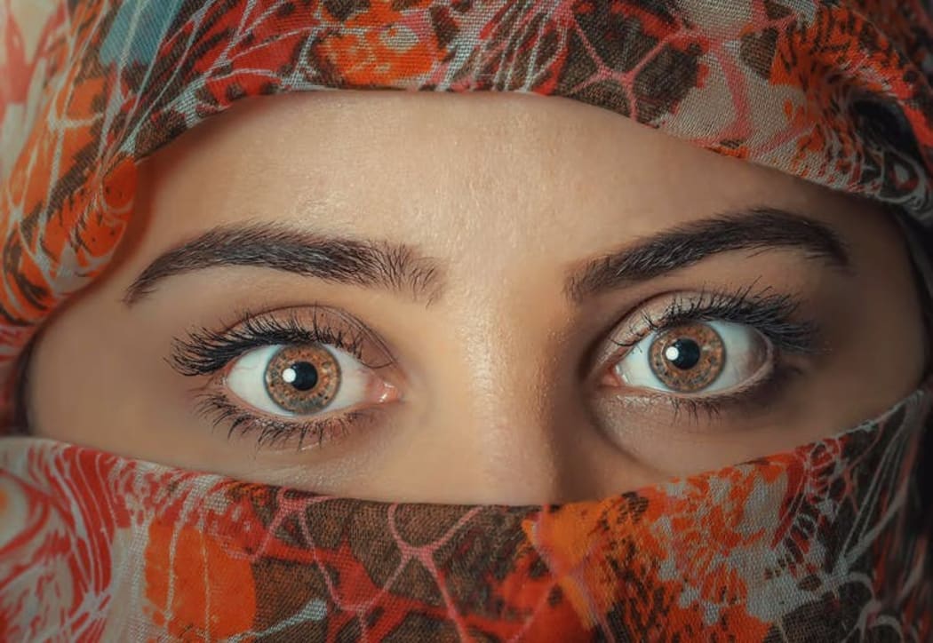 woman in hijab - close up eyes
