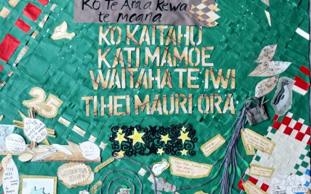 Whenua Hou Predator Free Committee banner by Dunedin artist Janet de Wagt.