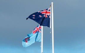 Fiji and New Zealand national flags.