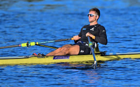 Matt Dunham, training with the NZ Elite Rowing Team training on Lake Karapiro, Cambridge, New Zealand.  22 March 2021.  Copyright photo © Steve McArthur / www.photosport.nz