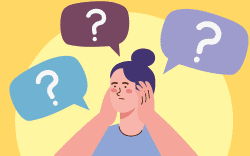 Woman with question mark and speech bubbles design, Girl female person human and social media theme Vector illustration