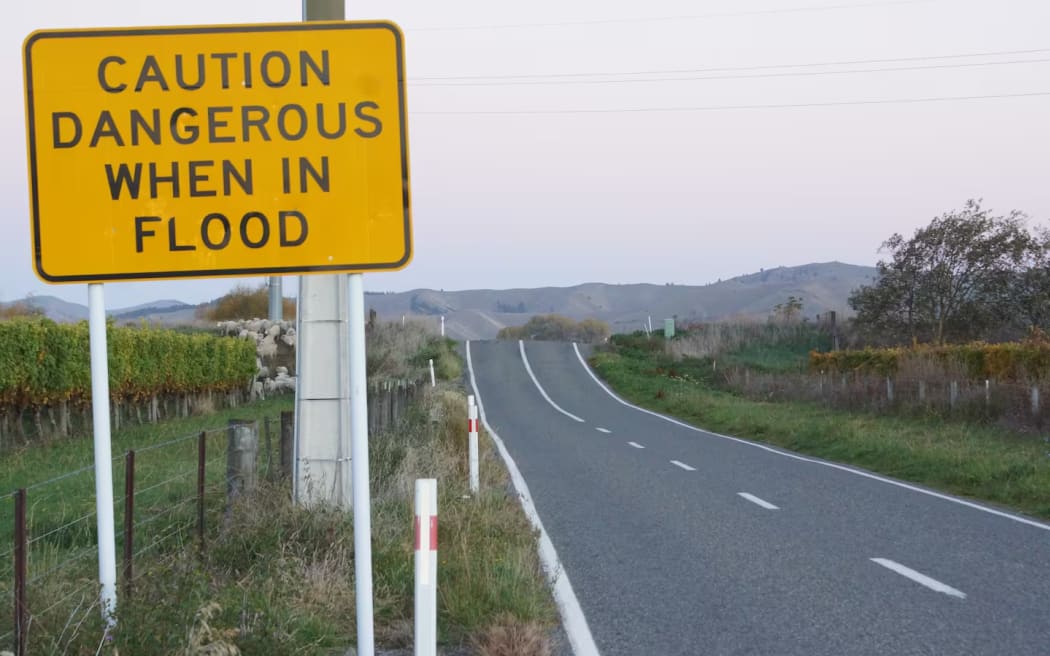 The stopbank on which Allister Christie's car became airborne as he drove over it at high speed while chasing his stolen Mercedes.