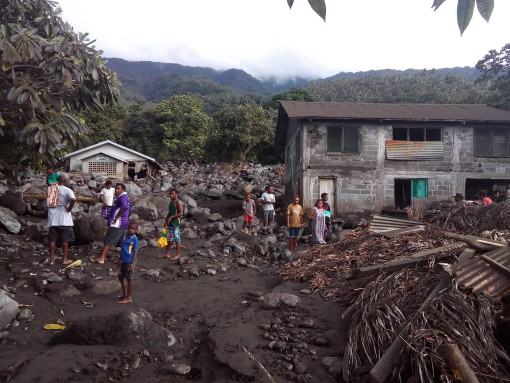 Adventist church house after flash flood on Ambae