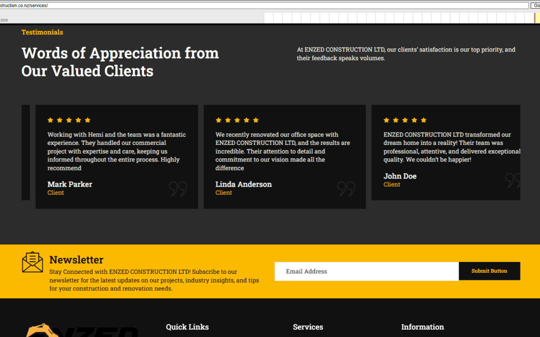 Screenshots of a company's website.