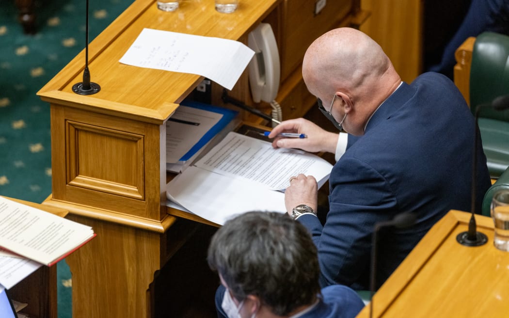 Christopher Luxon prepares his speech in the House on Budget Day