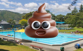 A post on Facebook by the Kapiti Coast District Council of the Waikanae Pool with a poo emoji.