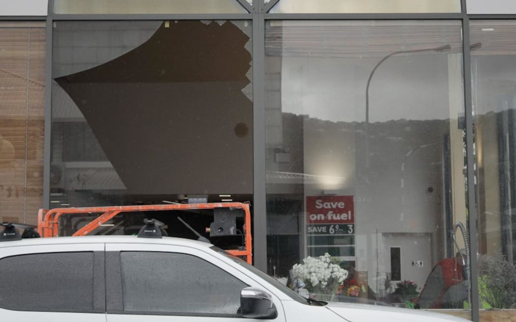 A severe thunderstorm has blown out a window at the New World Hutt City on 12 December, 2023.