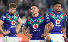 A dejected looking Sean O'Sullivan after the Warriors are beaten by a last play field-goal from Manly, 2021.