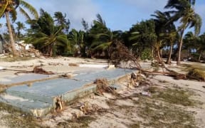 Only the concrete foundation of the resort remains post-Cyclone Harold