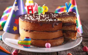 Birthday cake at a children's party.