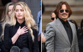 Actors Amber Heard and Johnny Depp leaving court in the final day of his libel trial against News Group Newspapers, in London, on July 28, 2020.