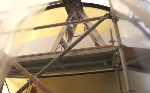 The new Hundertwasser Centre's gold-painted cupola.