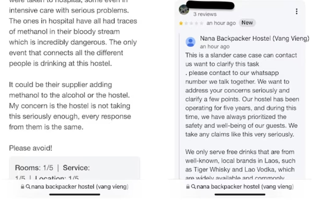 backpackers had been trying to warn each other the methanol situation through Google Reviews.