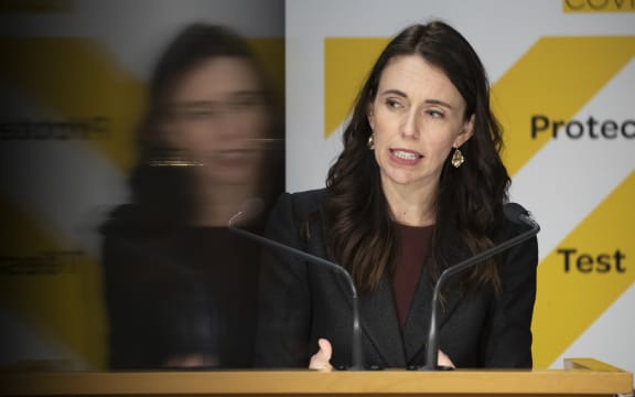 Prime Minister Jacinda Ardern during her post-Cabinet press conference with director general of health Dr Ashley Bloomfield at Parliament, Wellington. 27 September, 2021.