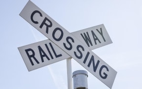 A railway crossing sign in Darfield.