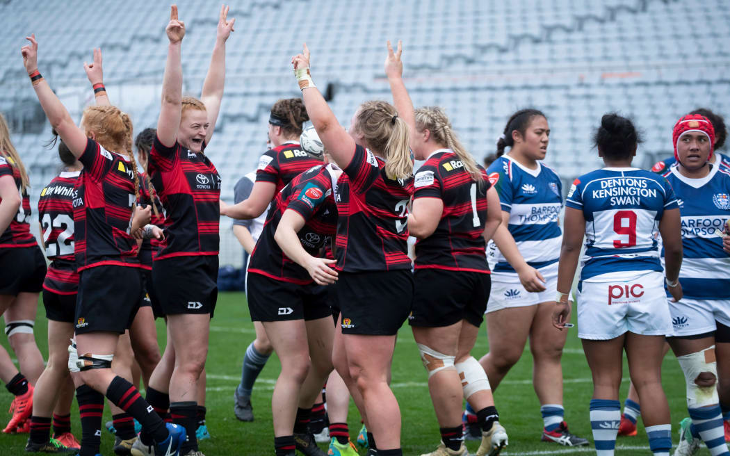 Canterbury prop Amy Rule goes over to score a try  - Farah Palmer Cup rugby - Auckland Storm v Canterbury held at Eden Park - Auckland - New Zealand  08  August  2021