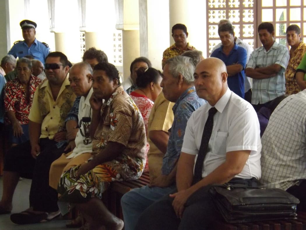 Tuala Ponifasio, left, at court with supporters