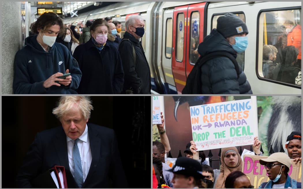 Boris Johnson, Rwanda deportation plan protest, tube commuters line up in London