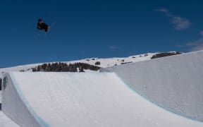 Finn Bilous competing in at the Seiser Alm World Cup Event in Italy.