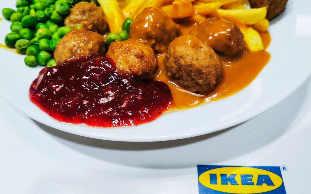 Ikea classic meal with Swedish meatballs, French fries, green peas and lingonberry sauce is served in Ikea restaurant in a store in Krakow in Krakow, Poland on February 25, 2023. (Photo by Beata Zawrzel/NurPhoto) (Photo by Beata Zawrzel / NurPhoto / NurPhoto via AFP)
