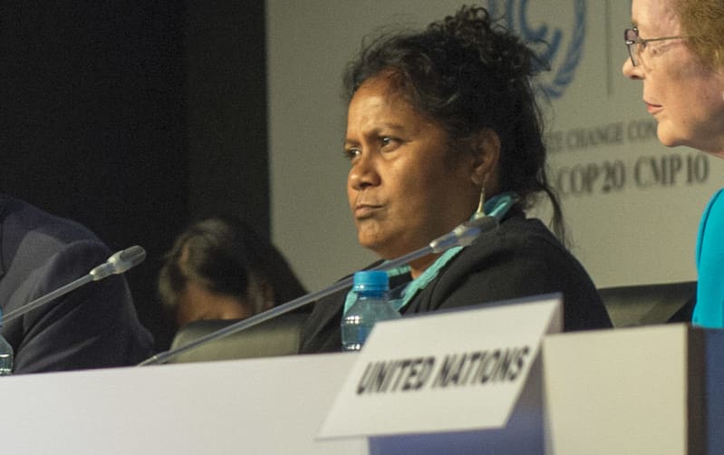 Charmaine Scotty, Minister for Home Affairs and Education and Special Presidential Envoy for Climate Change, Nauru (Chair of AOSIS) at COP20, 2014.
