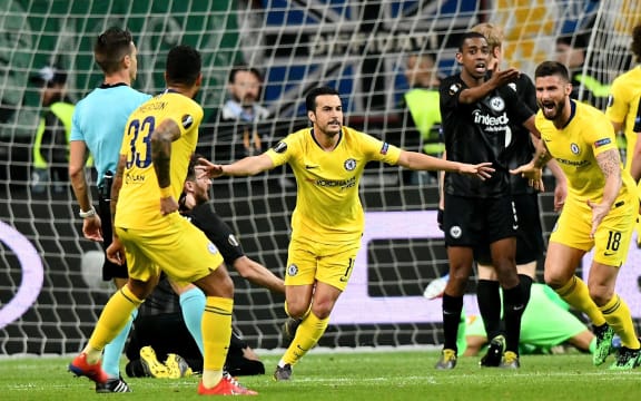 Pedro scores for Chelsea.