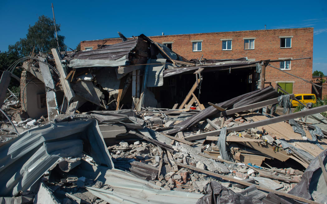 Consequences of a Russian missile hitting one of the industrial zones as Russia-Ukraine war continues in Kharkiv, Ukraine on 6 August, 2022.