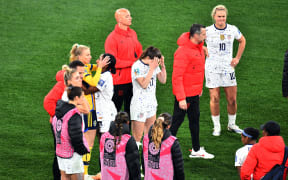 Dejected Team USA after their loss to Sweden during the FIFA Women's Football World Cup 2023.