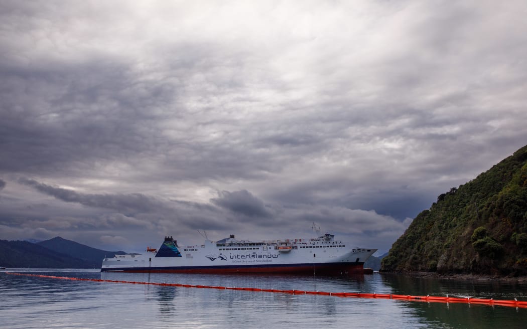 The Aratere aground in the Marlborough Sounds